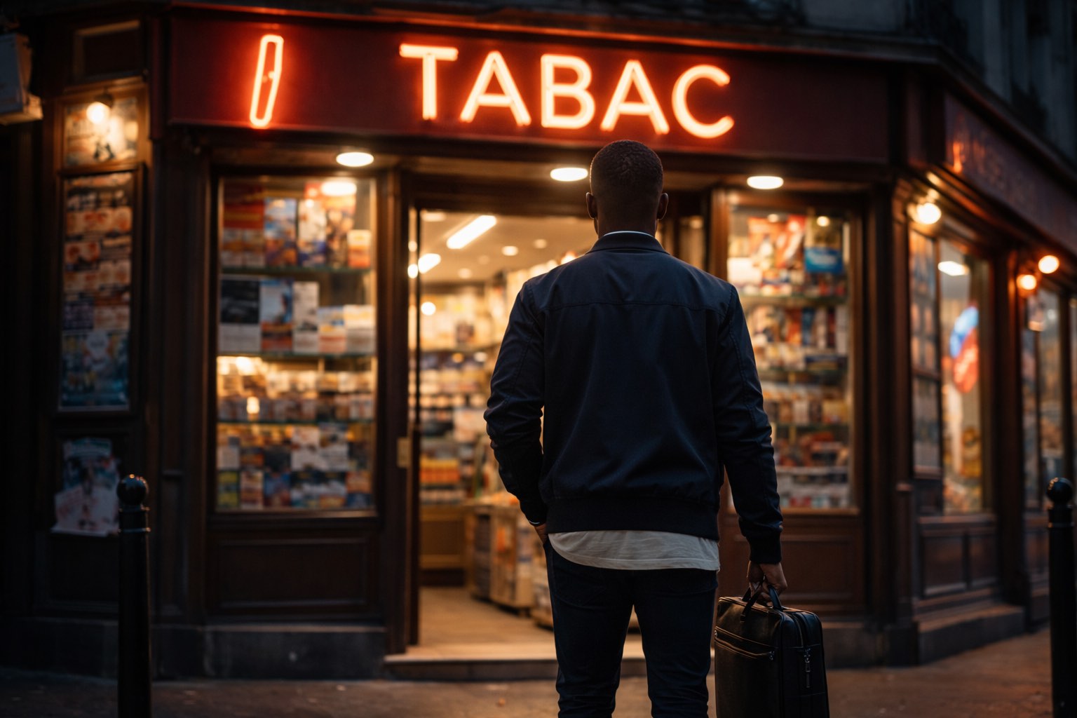 Sondy Priso prospectant une boutique de tabac